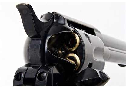 KING ARMS SAA .45 ピースメーカー リボルバー S - 電動(デンドウ)メッキ ブラック (バージョンII、ガス式)
