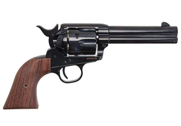 KING ARMS SAA .45 ピースメーカー リボルバー S - 電動(デンドウ)メッキ ブラック (バージョンII、ガス式)
