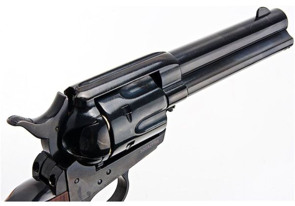 KING ARMS SAA .45 ピースメーカー リボルバー S - 電動(デンドウ)メッキ ブラック (バージョンII、ガス式)
