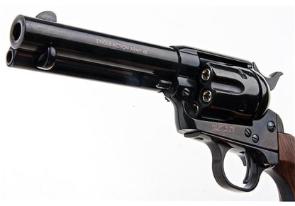 KING ARMS SAA .45 ピースメーカー リボルバー S - 電動(デンドウ)メッキ ブラック (バージョンII、ガス式)
