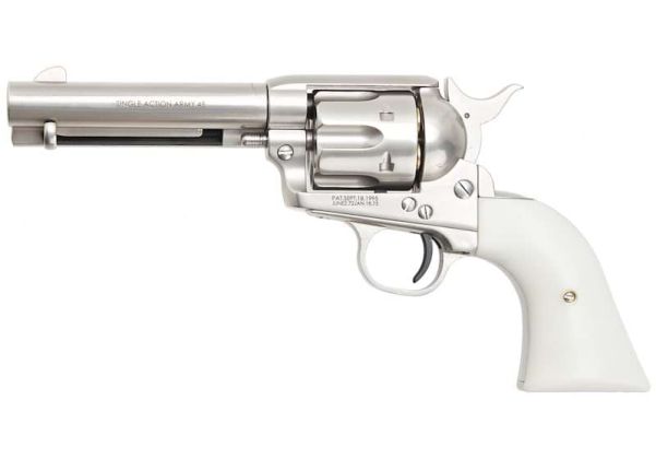 KING ARMS SAA .45 ピースメーカー リボルバー S - 銀(ぎん) (バージョンII、ガス式)
