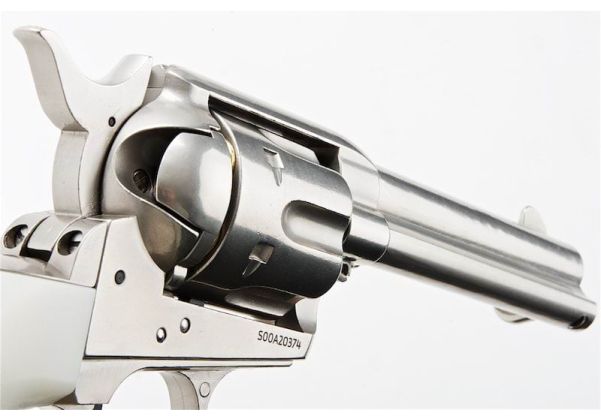 KING ARMS SAA .45 ピースメーカー リボルバー S - 銀(ぎん) (バージョンII、ガス式)
