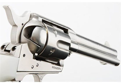 KING ARMS SAA .45 ピースメーカー リボルバー S - 銀(ぎん) (バージョンII、ガス式)
