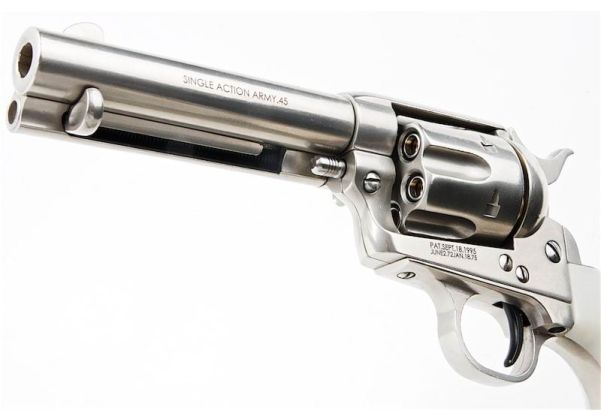 KING ARMS SAA .45 ピースメーカー リボルバー S - 銀(ぎん) (バージョンII、ガス式)
