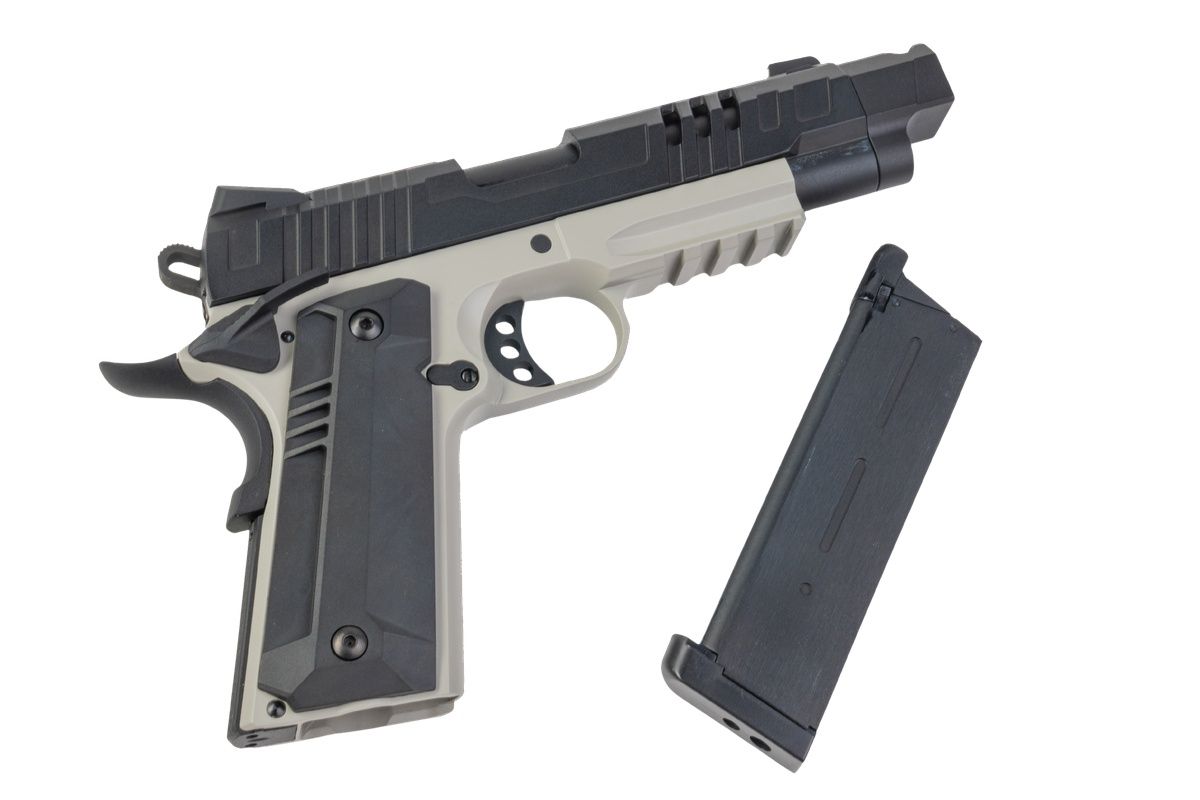 KJ Works KP-24 1911 GBB エアソフトピストル - グレーツートン（全メタル(ぜんきんぞく)）