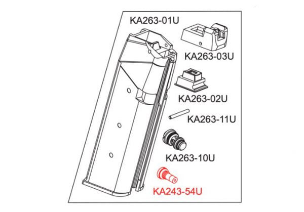 KRYTAC KRISS VECTOR GBB / SILENCERCO MAXIM 9 マガジン ガス充填バルブ (オリジナル部品番号 KA243-54U)