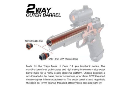 Nine Ball ノンリコイル 2ウェイアウターバレル（14mm逆スクリューアダプターー付き） Tokyo Marui G17 Gen 3 /G22 /G18C GBB用 - BK (Copy)