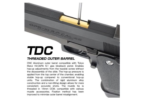 Nine Ball Tokyo Marui ハイキャパ 5.1 GBB TDC ス赤アウターバレル - ブラック