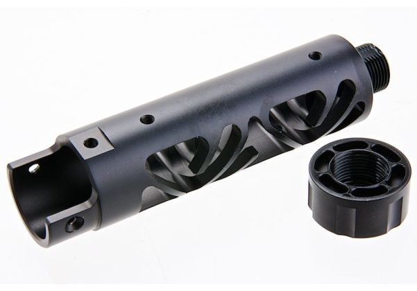 Narcos Airsoft Action Army AAP01 フロントバレルキット (タイプ6) (CNCアルミニウム / アルミ 6061) - ブラック