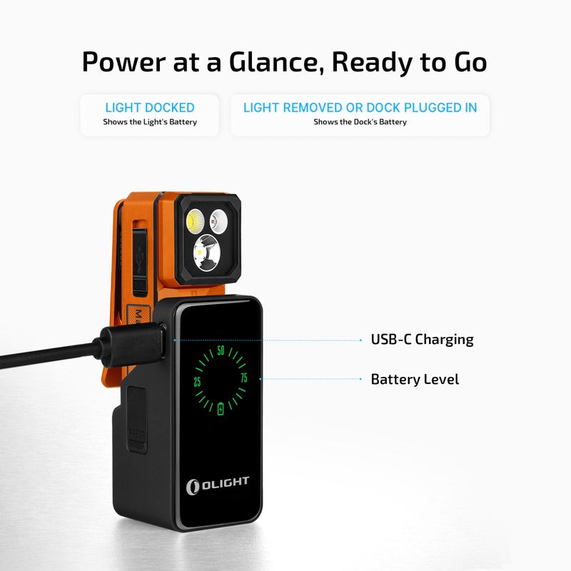 OLIGHT Oclip 2 Pro プレミアムクリップ式懐中電灯（充電ドック付き） - オレンジ