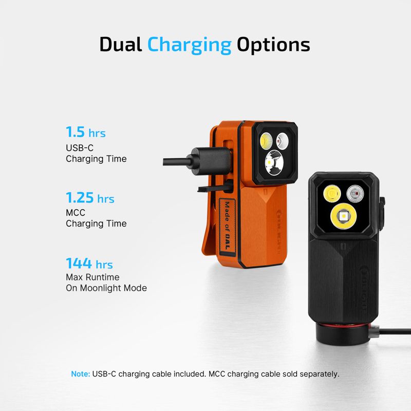 OLIGHT Oclip 2 Pro プレミアムクリップ式懐中電灯（充電ドック付き） - オレンジ
