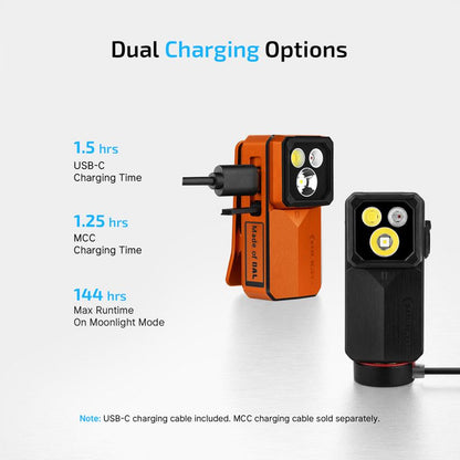 OLIGHT Oclip 2 Pro プレミアムクリップ式懐中電灯（充電ドック付き） - オレンジ