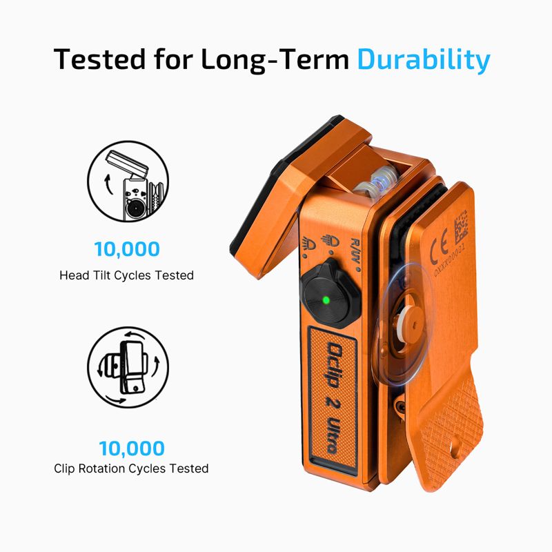 OLIGHT Oclip 2 Pro プレミアムクリップ式懐中電灯（充電ドック付き） - オレンジ