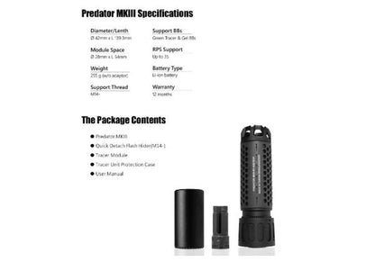 ACETECH プレデターMKIII トレーサーサプレッサーユニット (M14CCW) ブラスターMS内蔵 (フレイムエフェクト) - タン