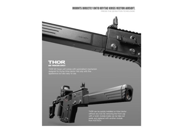 ACETECH THOR トレーサーユニット（Krytac Kriss Vector用、ブライトナーR搭載）（グリーン＆赤BB弾対応） - ブラック