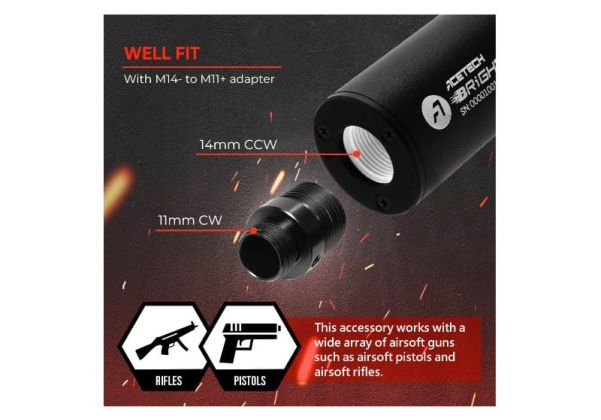 ACETECH ブライトナーRトレーサーユニット（M14CCW）（グリーン＆赤トレーサーBB弾対応） - ブラック