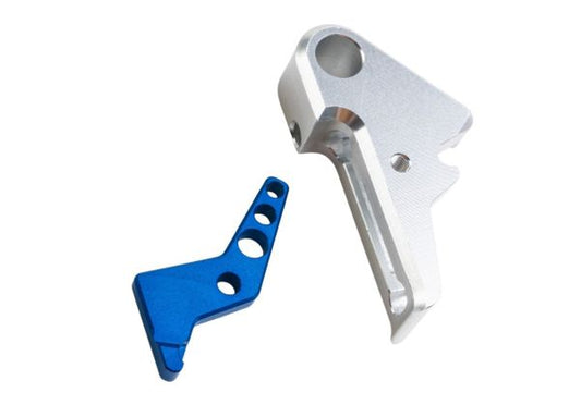 Revanchist Airsoft VFC Walther PDP フラットトリガーセット - 銀(ぎん)トリガー、ブルーセーフティ
