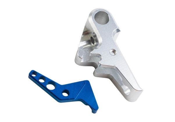 Revanchist Airsoft VFC Walther PDP フラットトリガーセット - 銀(ぎん)トリガー、ブルーセーフティ
