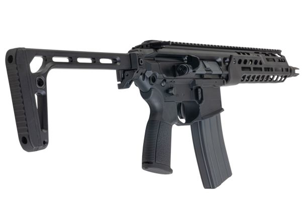Salvo Precision MWS Spear LT CSAW 5.56 GBB エアソフトガン - 10.5インチ (マーキングなし) - ブラック (ステンレススチールボルト)
