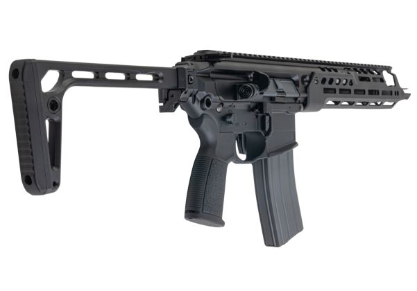 Salvo Precision MWS Spear LT 5.56 GBB エアソフトガン - 11.5インチ (マーキングなし) - ブラック (ステンレススチールボルト)
