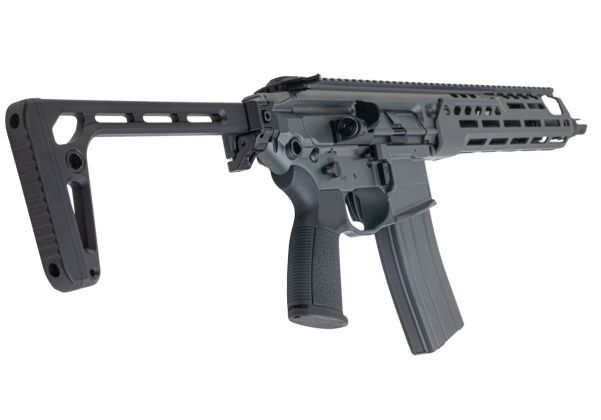 Salvo Precision MWS Spear LT 5.56 GBB エアソフトガン - 11.5インチ (マーキングなし) - グレー (ステンレススチールボルト)
