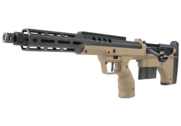 SILVERBACK SRS A2 / M2 エアソフト スナイパー ライフル (コバート、16 インチ バレル) デザート テックライセンス - FDE (左手用)