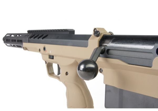 SILVERBACK SRS A2 / M2 エアソフト スナイパー ライフル (コバート、16 インチ バレル) デザート テックライセンス - FDE (左手用)