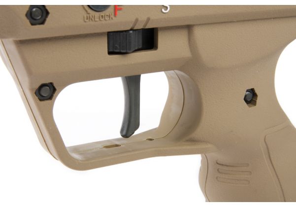 SILVERBACK SRS A2 / M2 エアソフト スナイパー ライフル (コバート、16 インチ バレル) デザート テックライセンス - FDE (左手用)