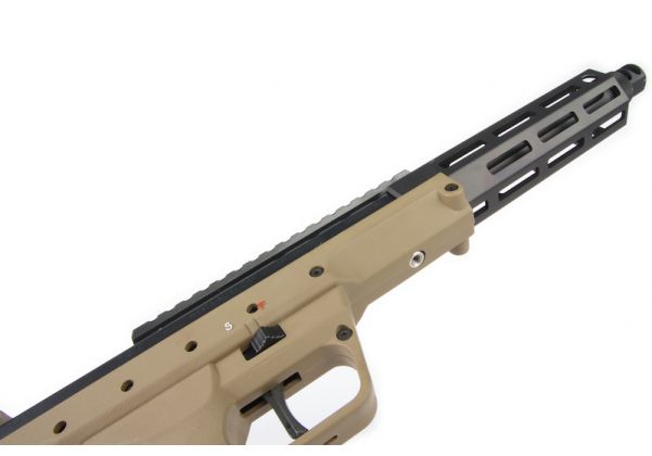 SILVERBACK SRS A2 / M2 エアソフト スナイパー ライフル (コバート、16 インチ バレル) デザート テックライセンス - FDE (左手用)