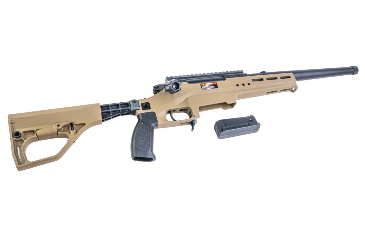 Silverback TAC 41 L エアソフト ボルトアクションライフル、ライトシャーシ＆バッファーーストック（スポーツバージョン、FDE）