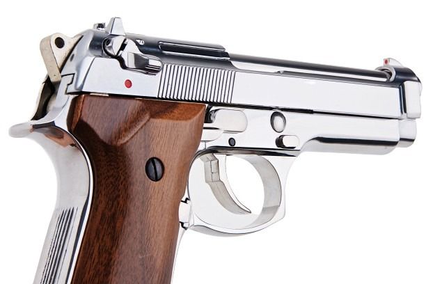 SRC M92 SR92 プラチナ GBB エアソフト ピストル (銀(ぎん)、ウッドグリップ)