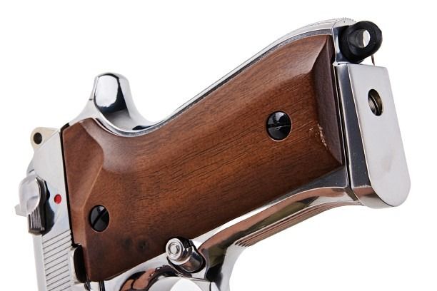 SRC M92 SR92 プラチナ GBB エアソフト ピストル (銀(ぎん)、ウッドグリップ)
