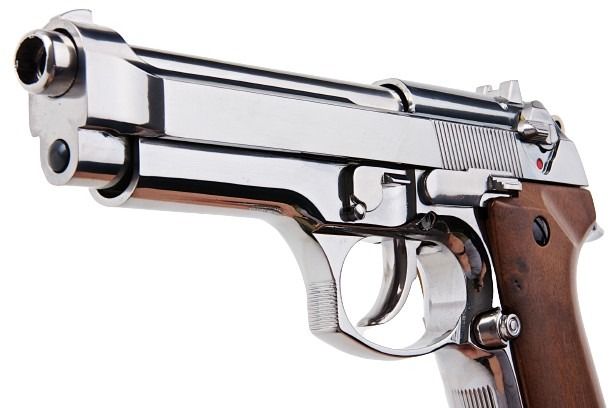 SRC M92 SR92 プラチナ GBB エアソフト ピストル (銀(ぎん)、ウッドグリップ)