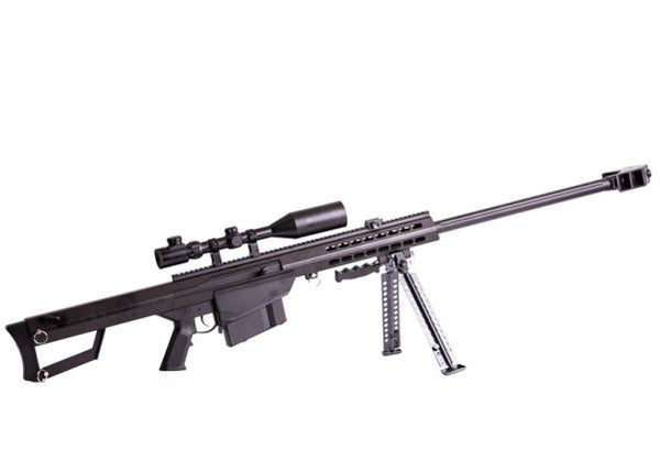 Snow Wolf BARRETT M82A1 エアソフト スナイパーライフル 3-9x50E スコープ付き (スプリングパワー) - ブラック