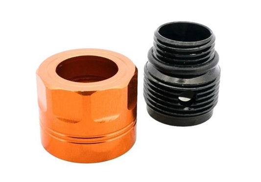 Dr. Black ス赤アダプターー タイプA (オレンジ、アルミニウム / アルミ) - 11mm CW から 14mm CCW