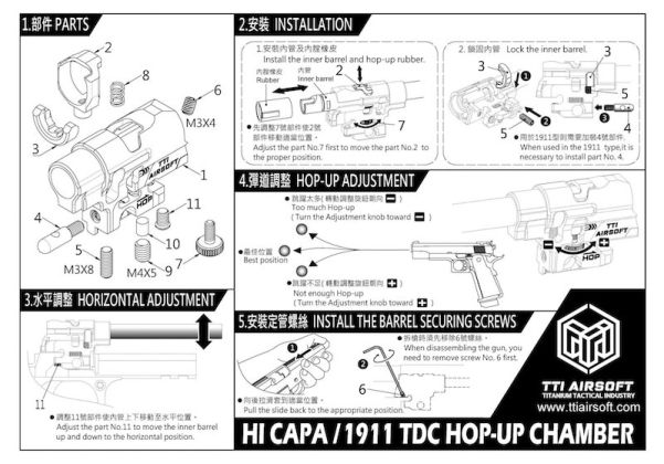 TTI Airsoft Tokyo Marui ハイキャパ GBB インフィニティ 一体型(いったいけい) フルCNC TDC ホップアップチャンバー - ブルー
