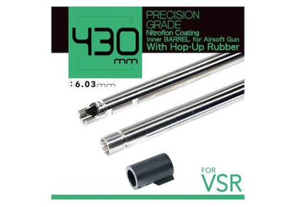 Unicorn Airsoft インナーバレル VSR (6.03mm、長さ:430mm、ニトロフロンコーティングブラス) 60度ホップアップバッキング付き