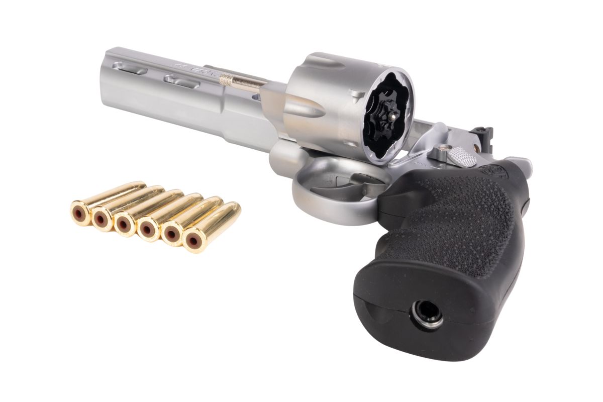 UMAREX S&W 629 コンペティター エアソフト リボルバー CO2 (6 インチ、ブラック グリップ、6MM バージョン) - 銀(ぎん) (WINGUN 製)