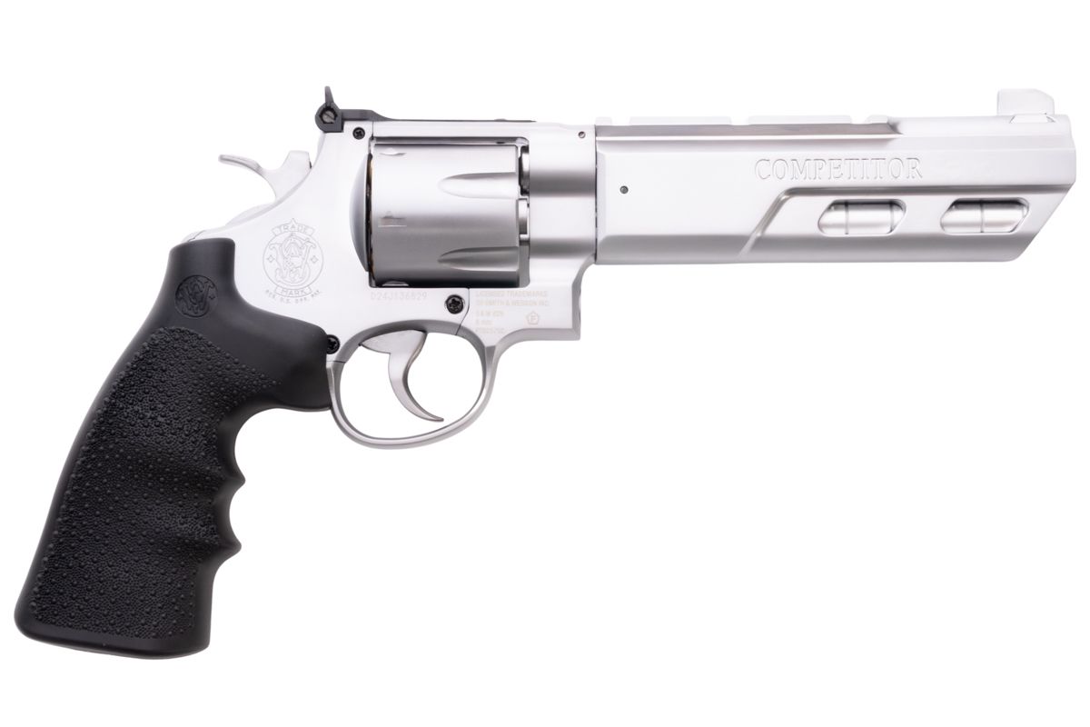 UMAREX S&W 629 コンペティター エアソフト リボルバー CO2 (6 インチ、ブラック グリップ、6MM バージョン) - 銀(ぎん) (WINGUN 製)