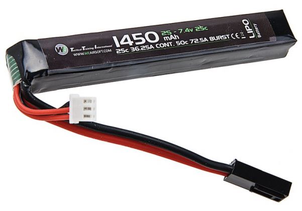 WE LIPO バッテリー 7.4V 1450MAH (25C) スティックタイプ | サバゲー 装備