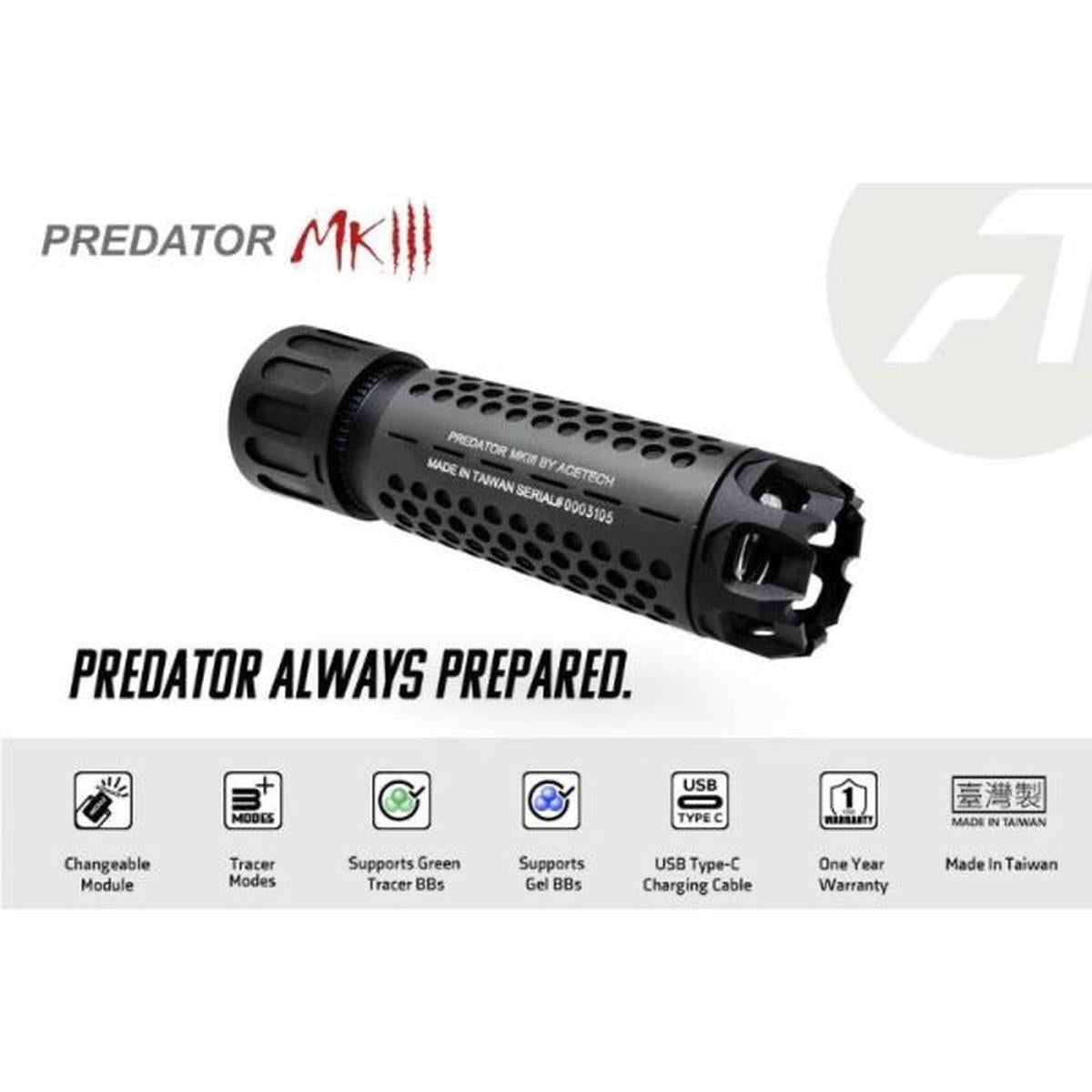 ACETECH プレデター MKIII トレーサー サプレッサー ユニット (Bifrost M 付き) (RGB レインボー、M14CCW) - タン-AIRSOFT GOGO エアガン・サバゲー用品通販