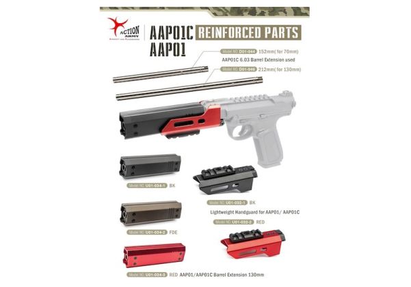 ACTION ARMY AAP01 / AAP01C GBB 軽量ハンドガードレイル - 赤-AIRSOFT GOGO エアガン・サバゲー用品通販