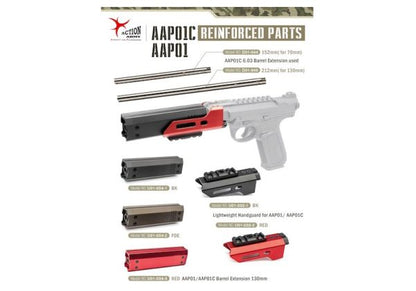 ACTION ARMY AAP01 / AAP01C GBB バレルエクステンション (130mm、ブラック)-AIRSOFT GOGO エアガン・サバゲー用品通販