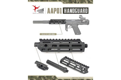 ACTION ARMY AAP01 GBB エアソフト アルミハンドガード - ブラック-AIRSOFT GOGO エアガン・サバゲー用品通販