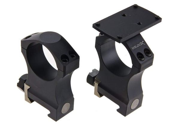 Airsoft Artisan NFスタイル 30mmスコープマウント（マイクロリフレックスサイトマウント付き）（CNCアルミニウム / アルミ、ブラック）-AIRSOFT GOGO エアガン・サバゲー用品通販