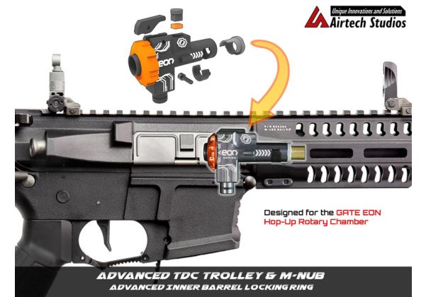 Airtech Studios GATE EON M4 ロータリーチャンバー TDC トロリー & インナーバレルロック（M-Nub 付き）-AIRSOFT GOGO エアガン・サバゲー用品通販