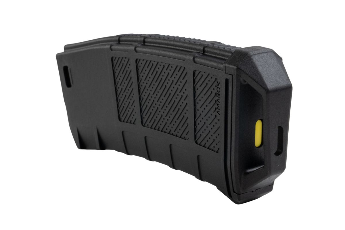 Amarok Sports ポリマー ミッド キャップ マガジン (AEG 用、250 発、ブラック/イエロー)-AIRSOFT GOGO エアガン・サバゲー用品通販
