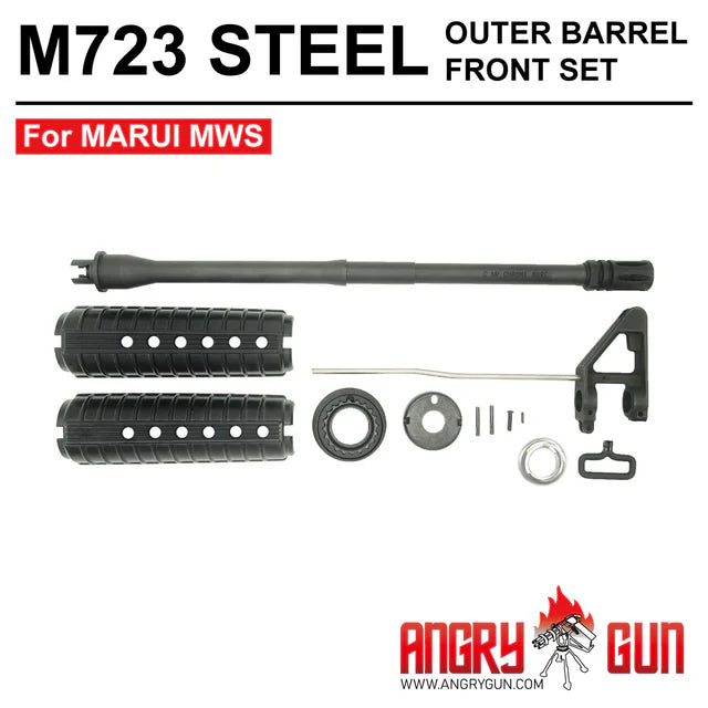 Angry Gun M723 スチールアウターバレルフロントセット マルイ MWS GBB用 (723OBS-MWS)-AIRSOFT GOGO エアガン・サバゲー用品通販