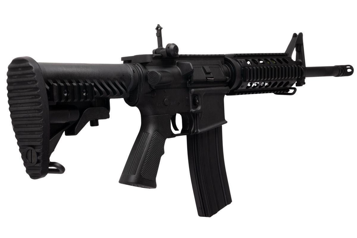 APS M4 CQB スタイル AEG エアソフト ライフル (EDGE II (機械の)メカボックスと MICRO FET を使用) - ブラック (4.5MMBBS)-AIRSOFT GOGO エアガン・サバゲー用品通販