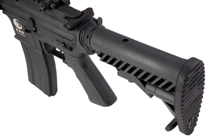 APS M4 CQB スタイル AEG エアソフト ライフル (EDGE II (機械の)メカボックスと MICRO FET を使用) - ブラック (4.5MMBBS)-AIRSOFT GOGO エアガン・サバゲー用品通販